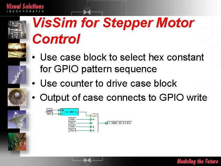 Vis. Sim for Stepper Motor Control • Use case block to select hex constant