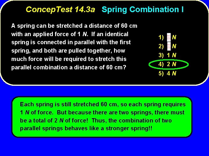 Concep. Test 14. 3 a Spring Combination I A spring can be stretched a