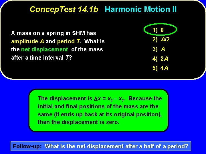 Concep. Test 14. 1 b Harmonic Motion II A mass on a spring in