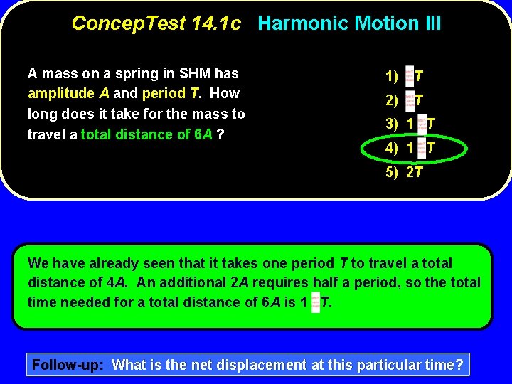 Concep. Test 14. 1 c Harmonic Motion III A mass on a spring in