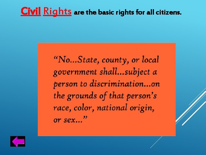 Civil Rights are the basic rights for all citizens. 