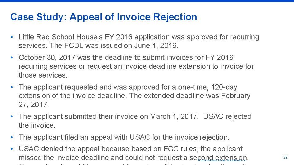 Case Study: Appeal of Invoice Rejection • Little Red School House’s FY 2016 application