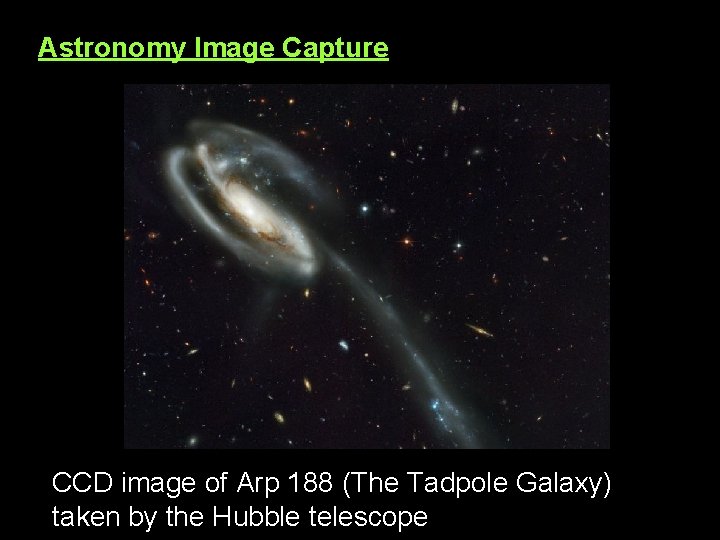 Astronomy Image Capture CCD image of Arp 188 (The Tadpole Galaxy) taken by the