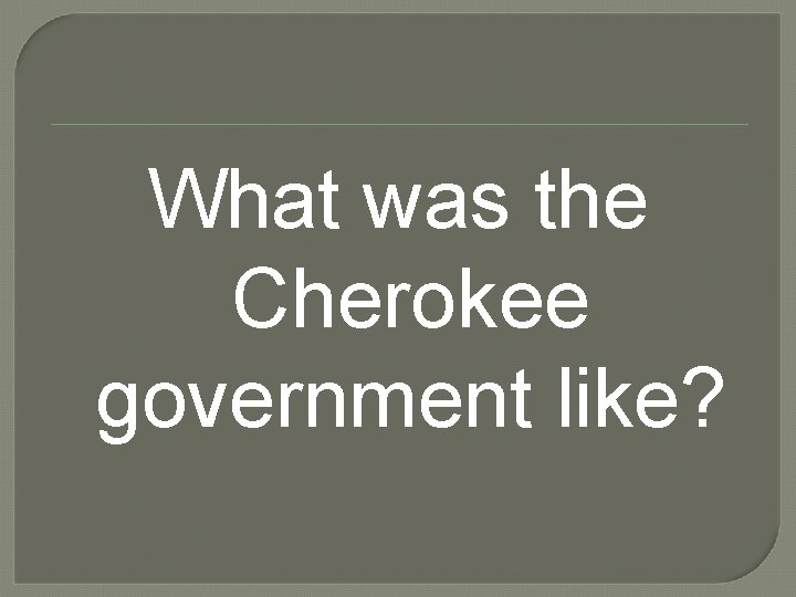 What was the Cherokee government like? 