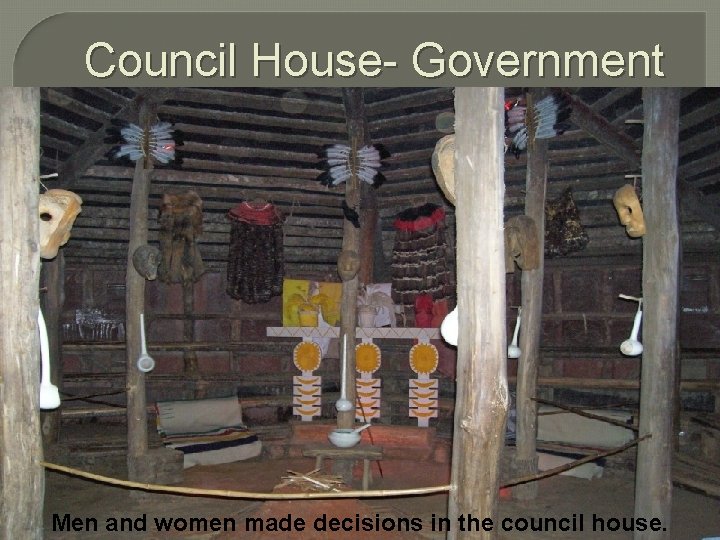 Council House- Government Men and women made decisions in the council house. 