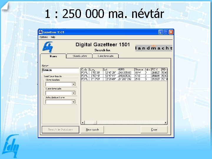 1 : 250 000 ma. névtár 