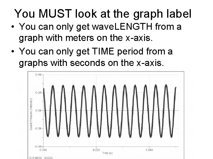 You MUST look at the graph label • You can only get wave. LENGTH