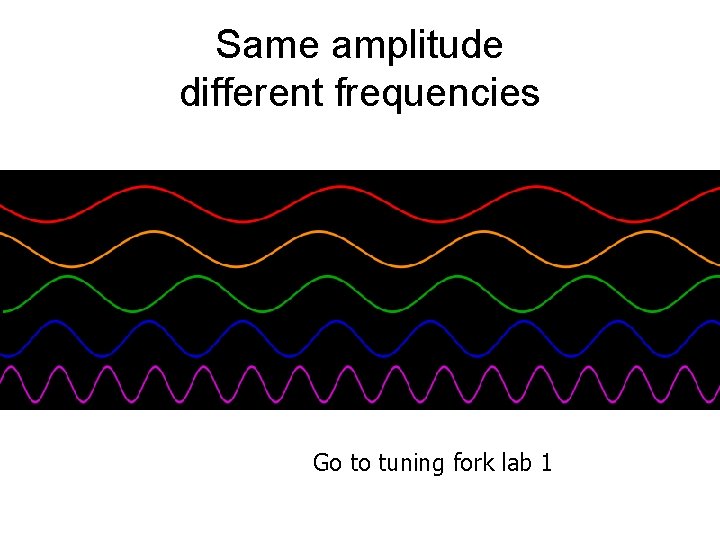 Same amplitude different frequencies Go to tuning fork lab 1 
