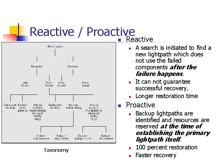 Reactive / Proactive Reactive n n n A search is initiated to find a