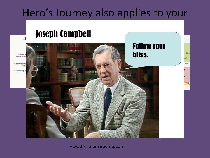 Hero’s Journey also applies to your life! www. herojourneylife. com 