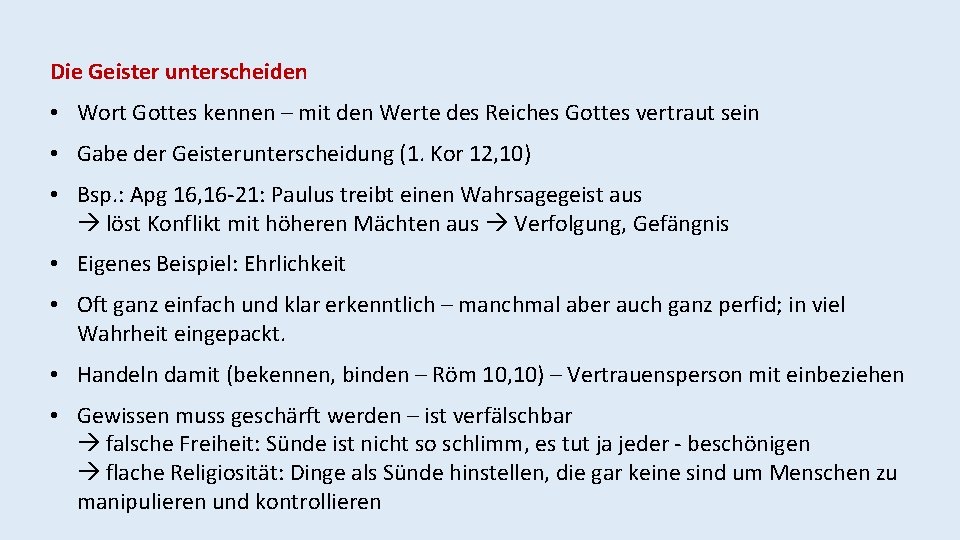 Die Geister unterscheiden • Wort Gottes kennen – mit den Werte des Reiches Gottes