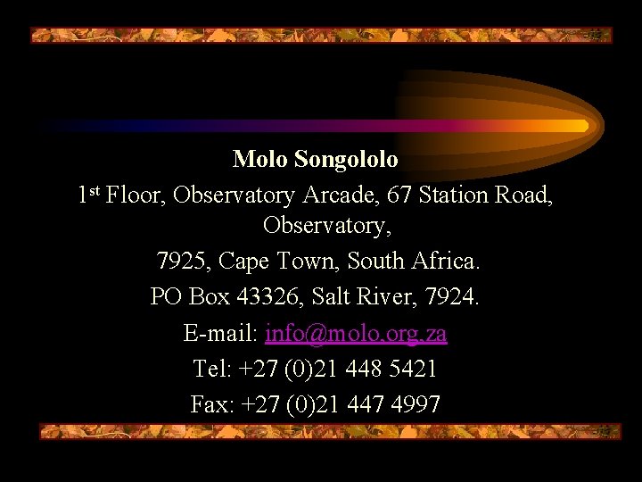 Molo Songololo 1 st Floor, Observatory Arcade, 67 Station Road, Observatory, 7925, Cape Town,