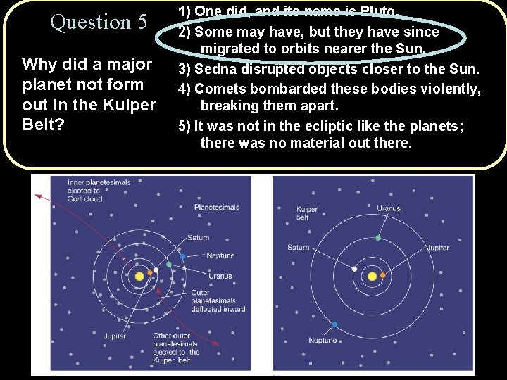 Question 5 Why did a major planet not form out in the Kuiper Belt?