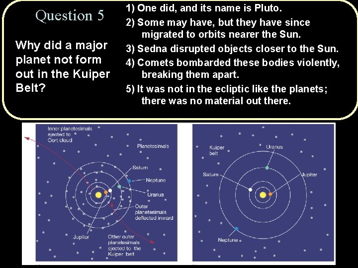 Question 5 Why did a major planet not form out in the Kuiper Belt?