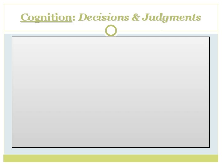 Cognition: Decisions & Judgments 