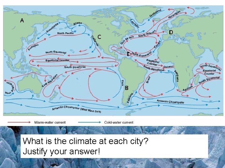 What is the climate at each city? Justify your answer! 