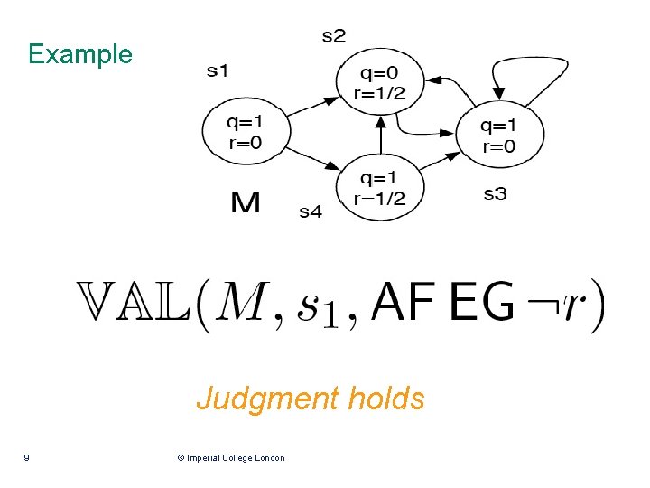 Example Judgment holds 9 © Imperial College London 