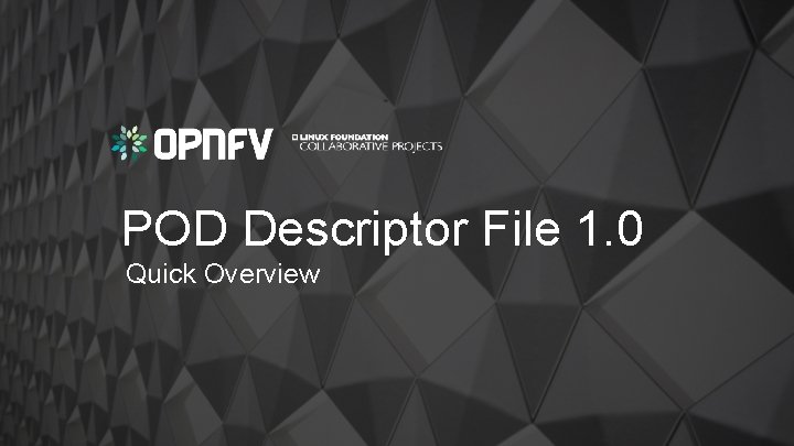 POD Descriptor File 1. 0 Quick Overview 