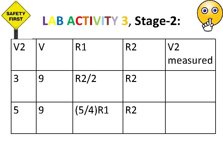 LAB ACTIVITY 3, Stage-2: V 2 V R 1 R 2 3 9 R LAB ACTIVITY 3, Stage-2: V 2 V R 1 R 2 3 9 R