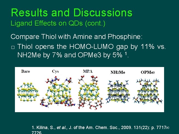 Results and Discussions Ligand Effects on QDs (cont. ) Compare Thiol with Amine and