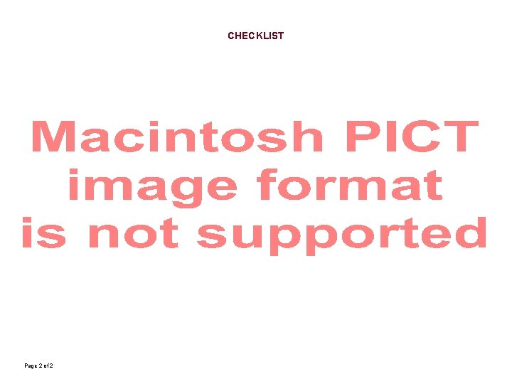 CHECKLIST Page 2 of 2 