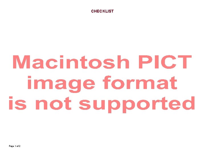 CHECKLIST Page 1 of 2 