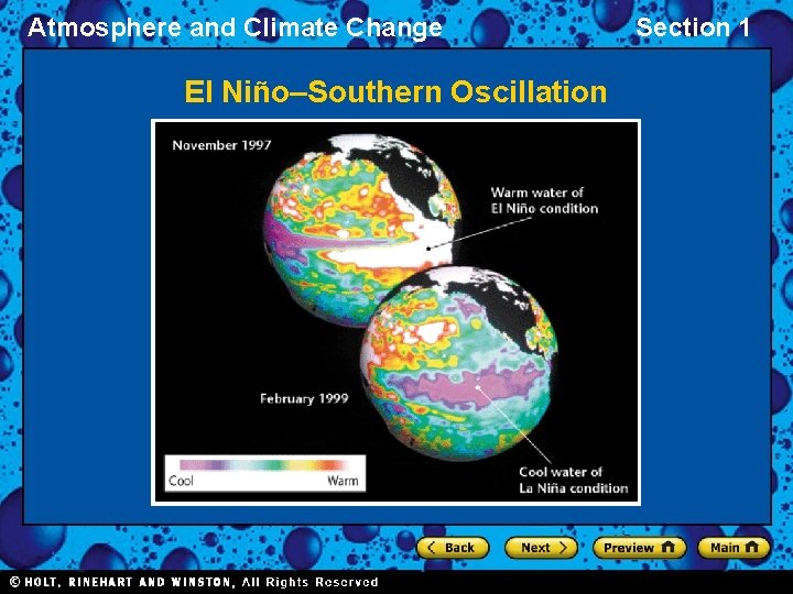 Atmosphere and Climate Change El Niño–Southern Oscillation Section 1 Atmosphere and Climate Change El Niño–Southern Oscillation Section 1