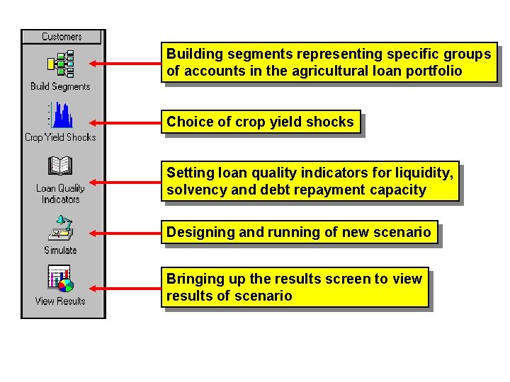 Building segments representing specific groups of accounts in the agricultural loan portfolio Choice of