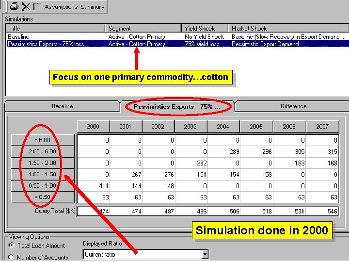 Focus on one primary commodity…cotton Simulation done in 2000 