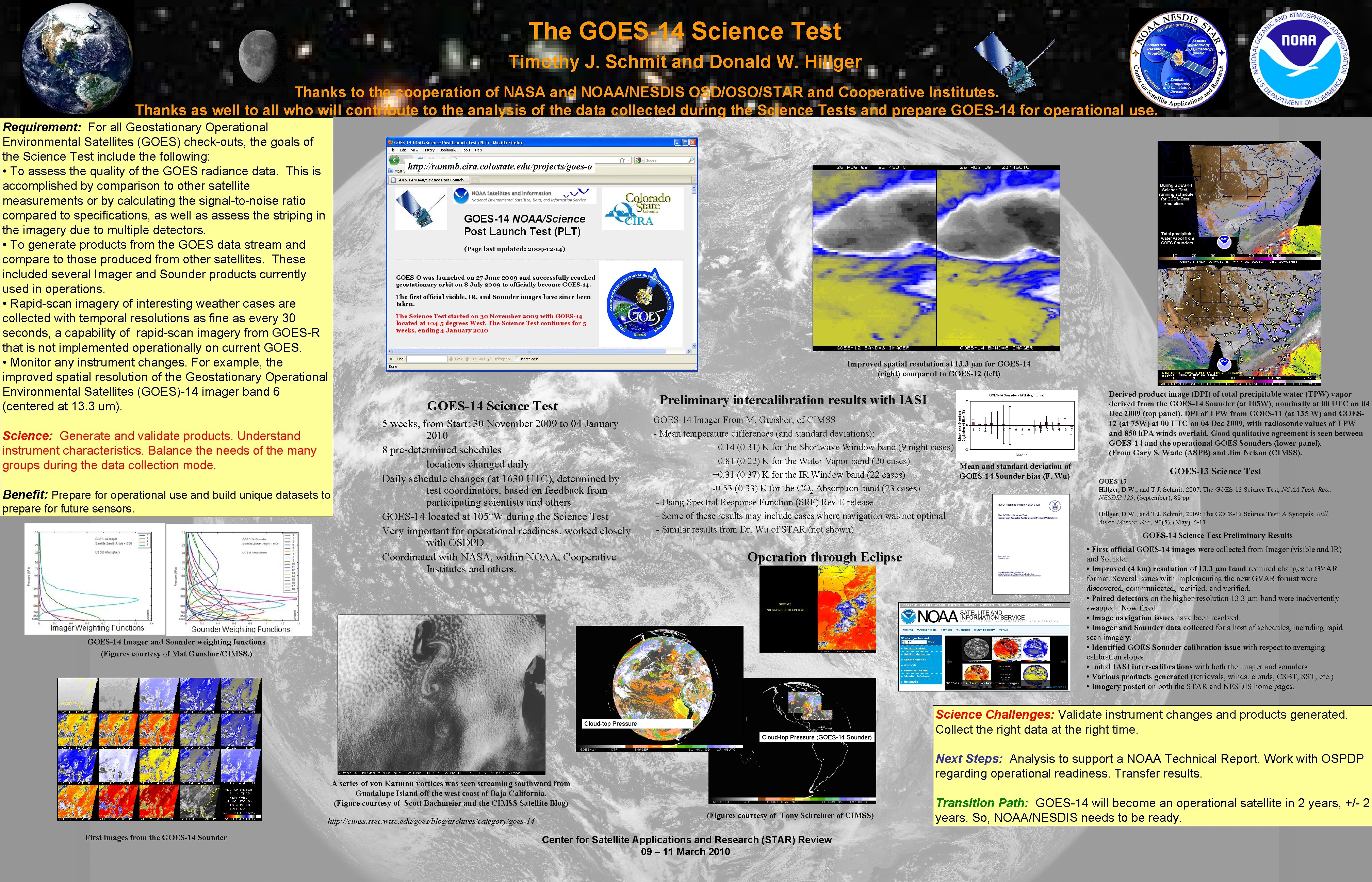 The GOES-14 Science Test Timothy J. Schmit and Donald W. Hillger Thanks to the