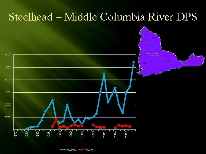 Steelhead – Middle Columbia River DPS 6000 5000 4000 3000 2000 Yakima Touchet 2007