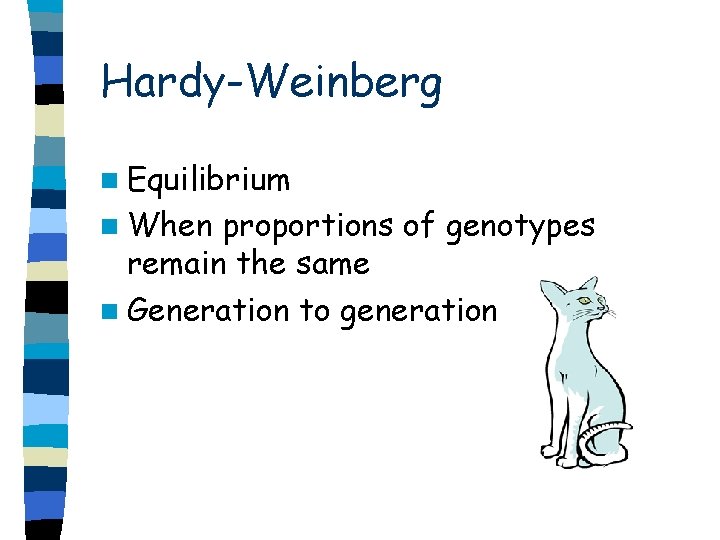 Hardy-Weinberg n Equilibrium n When proportions of genotypes remain the same n Generation to