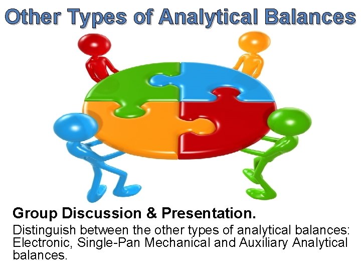 Other Types of Analytical Balances Group Discussion & Presentation. Distinguish between the other types