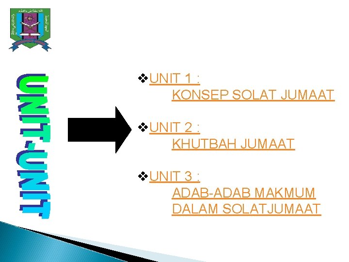 v. UNIT 1 : KONSEP SOLAT JUMAAT v. UNIT 2 : KHUTBAH JUMAAT v.