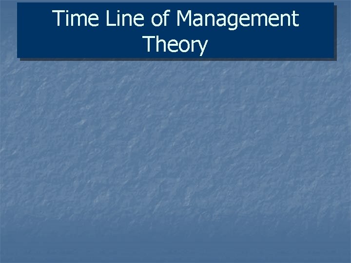 Time Line of Management Theory 