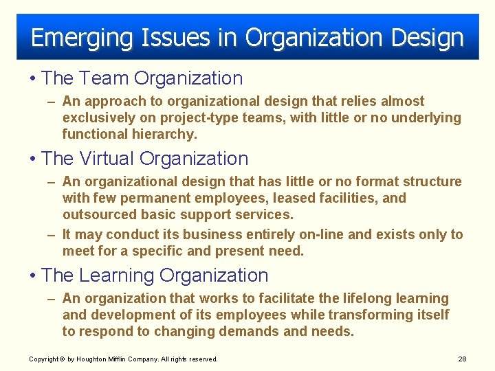 Emerging Issues in Organization Design • The Team Organization – An approach to organizational Emerging Issues in Organization Design • The Team Organization – An approach to organizational
