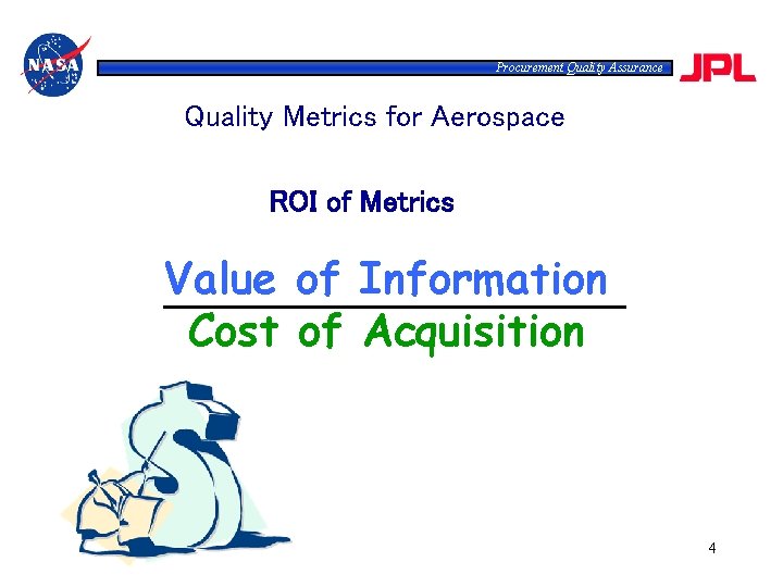 Procurement Quality Assurance Quality Metrics for Aerospace ROI of Metrics Value of Information Cost