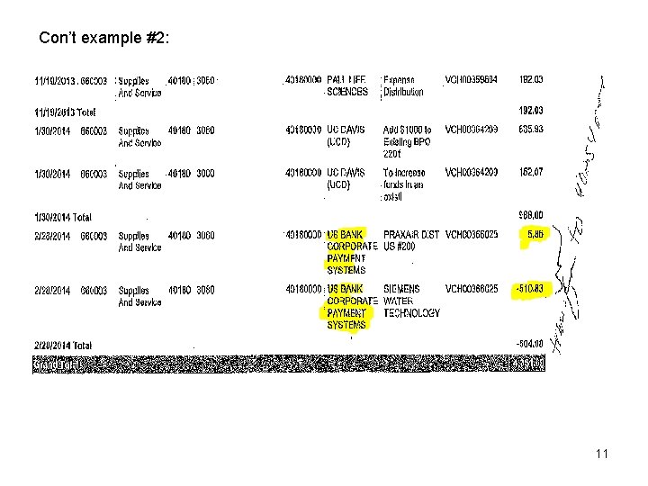Con’t example #2: 11 