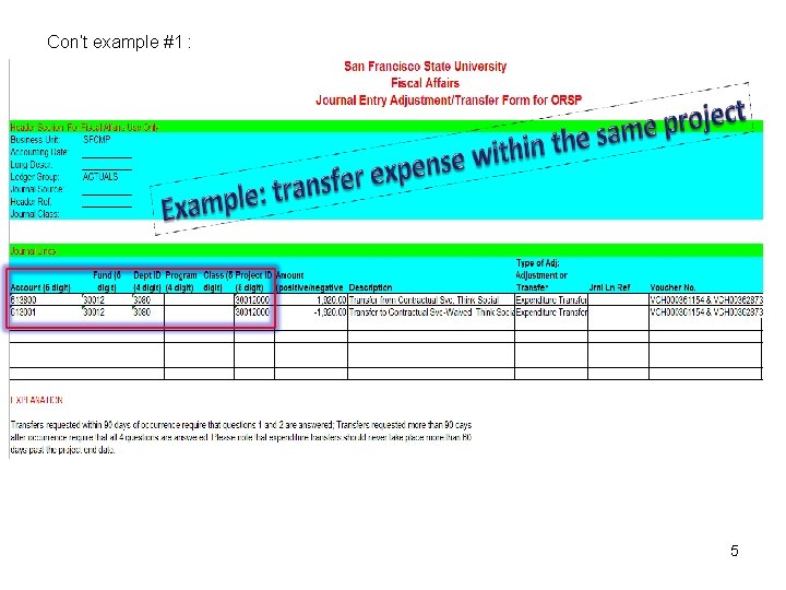 Con’t example #1 : 5 