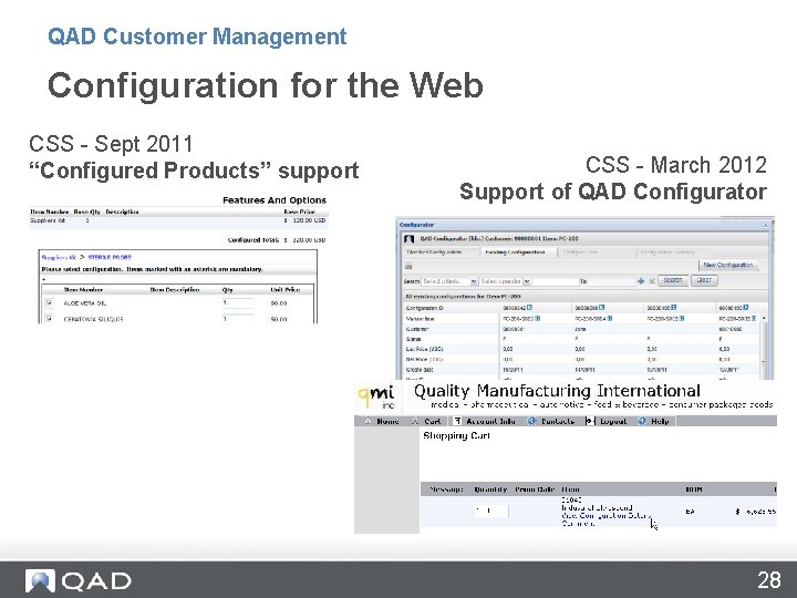 QAD Customer Management Configuration for the Web CSS - Sept 2011 “Configured Products” support