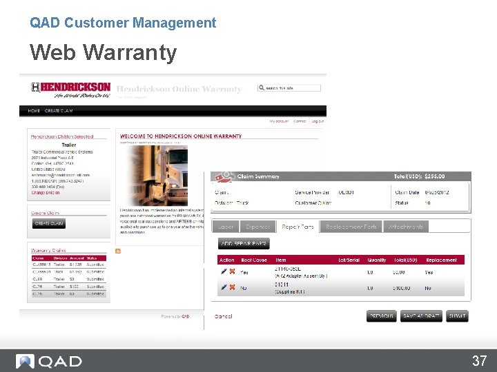QAD Customer Management Web Warranty 37 