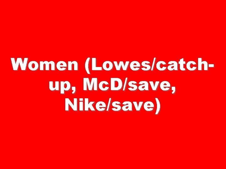 Women (Lowes/catchup, Mc. D/save, Nike/save) 