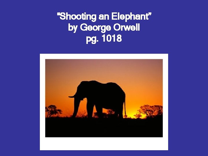 “Shooting an Elephant” by George Orwell pg. 1018 