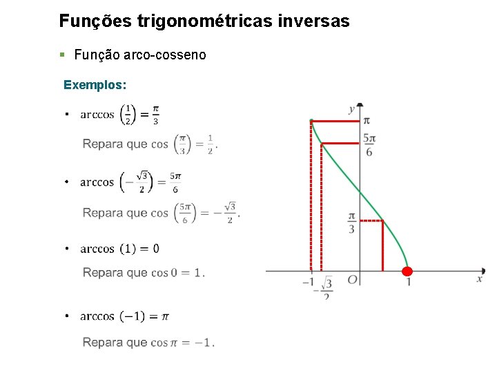 Funções trigonométricas inversas § Função arco-cosseno Exemplos: 