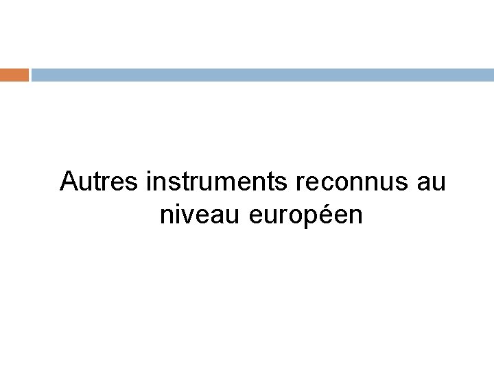 Autres instruments reconnus au niveau européen 