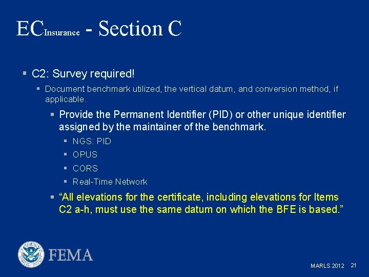 ECInsurance - Section C § C 2: Survey required! § Document benchmark utilized, the