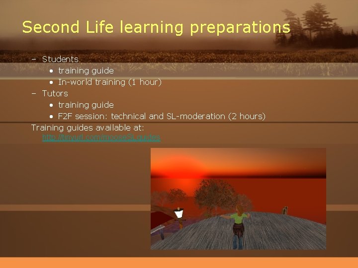 Second Life learning preparations – Students • training guide • In-world training (1 hour)