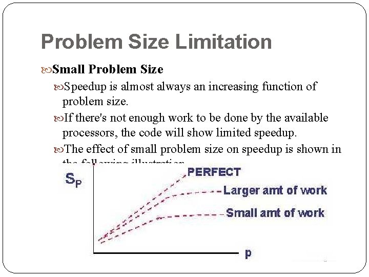 Problem Size Limitation Small Problem Size Speedup is almost always an increasing function of