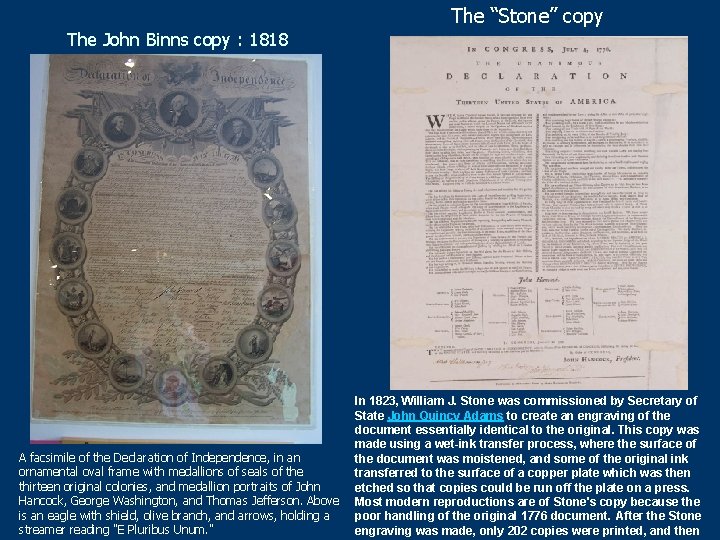 The John Binns copy : 1818 A facsimile of the Declaration of Independence, in