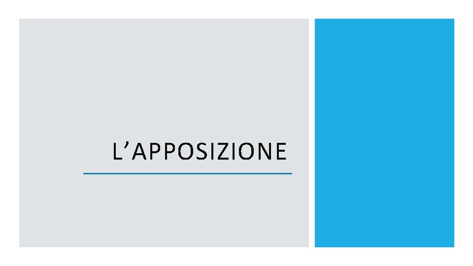 L’APPOSIZIONE 